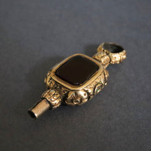 Load image into Gallery viewer, Antique Victorian era watch key with carnelian &amp; gold casing
