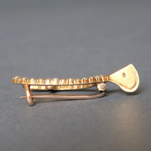 Load image into Gallery viewer, Antique Victorian era diamond &amp; pearl wishbone brooch in 15ct gold
