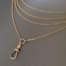 Load image into Gallery viewer, Antique Victorian rope link guard chain in 15ct gold - 49.6&quot;/126cm
