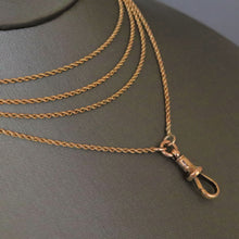 Load image into Gallery viewer, Antique Victorian rope link guard chain in 15ct gold - 49.6&quot;/126cm
