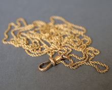 Load image into Gallery viewer, Antique Victorian rope link guard chain in 15ct gold - 49.6&quot;/126cm
