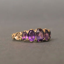 Load image into Gallery viewer, Vintage amethyst half hoop ring in 9ct gold
