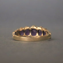 Load image into Gallery viewer, Vintage amethyst half hoop ring in 9ct gold
