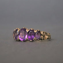 Load image into Gallery viewer, Vintage amethyst half hoop ring in 9ct gold
