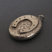 Load image into Gallery viewer, Antique Victorian era horseshoe locket in sterling silver
