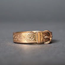 Load image into Gallery viewer, Antique Victorian buckle band with compartment in 18ct gold
