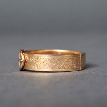 Load image into Gallery viewer, Antique Victorian buckle band with compartment in 18ct gold
