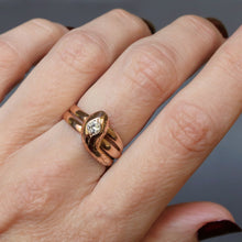 Load image into Gallery viewer, Antique coiled snake ring with OEC diamond in 14ct rose gold
