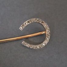 Load image into Gallery viewer, Antique Victorian era diamond horseshoe stick pin in 14ct gold
