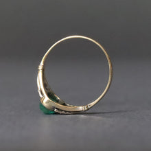 Load image into Gallery viewer, Vintage emerald cabochon ring with diamonds in 14ct gold
