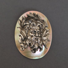 Load image into Gallery viewer, Antique brooch with Dionysus in sterling silver &amp; mother of pearl
