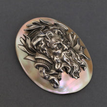 Load image into Gallery viewer, Antique brooch with Dionysus in sterling silver &amp; mother of pearl
