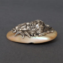 Load image into Gallery viewer, Antique brooch with Dionysus in sterling silver &amp; mother of pearl
