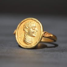 Load image into Gallery viewer, Ring depicting ancient Greek coin, Agathocles &amp; Zeus in 18ct gold
