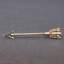 Load image into Gallery viewer, Antique Art Deco diamond jabot pin with green paste in 9ct gold
