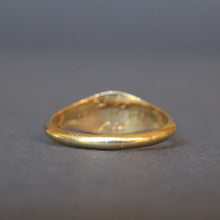 Load image into Gallery viewer, Antique Victorian era blue enamel pinky ring with pearl in 18ct gold
