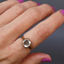 Load image into Gallery viewer, Stuart crystal ring. Antique Stuart crystal ring. Rare antique ring. Rare ring. Rock quartz ring. Rock crystal ring. Gold cipher. Pink foil. Pink foiling. 15ct gold ring. 1700s ring. 1700s jewelry. Stuart period ring. Stuart period jewelry. 18th century ring. 18th century jewelry.
