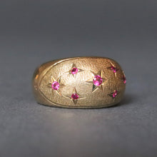 Load image into Gallery viewer, Vintage mid-century bombe dome ring with pink spinels in 14ct gold
