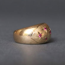 Load image into Gallery viewer, Vintage mid-century bombe dome ring with pink spinels in 14ct gold
