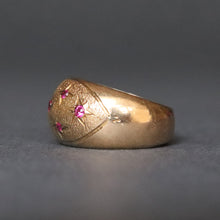 Load image into Gallery viewer, Vintage mid-century bombe dome ring with pink spinels in 14ct gold
