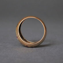 Load image into Gallery viewer, Vintage mid-century bombe dome ring with pink spinels in 14ct gold
