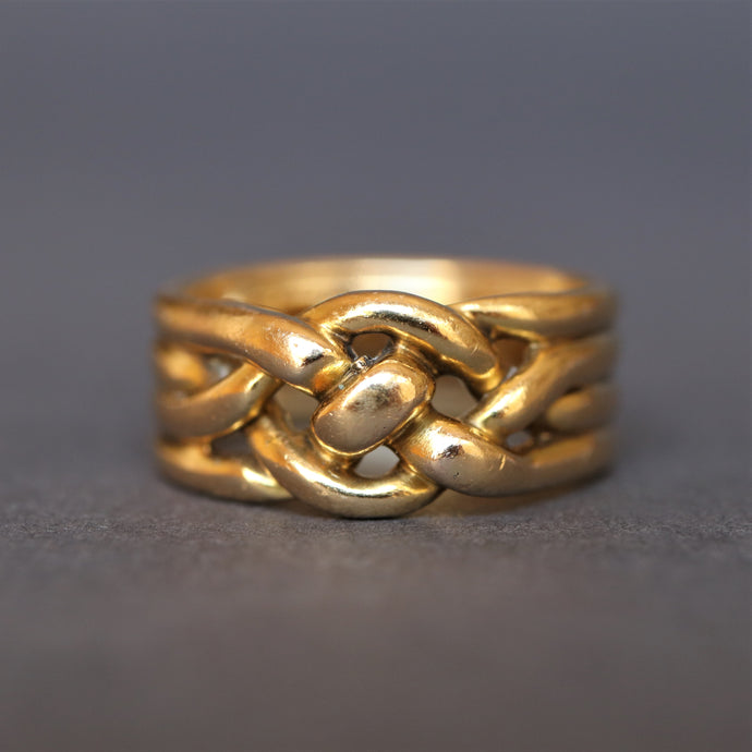 Antique knot ring. Knot ring. Lover's knot ring. Antique lover's knot ring. Lover's knot.  Four band ring. Quadruple band ring.  Antique wedding ring. Antique gold band. Antique stacking band.