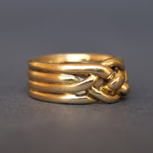 Load image into Gallery viewer, Antique Victorian era wide four-band knot ring in 18ct gold
