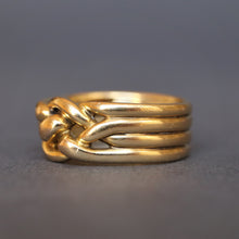 Load image into Gallery viewer, Antique Victorian era wide four-band knot ring in 18ct gold
