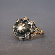 Load image into Gallery viewer, Antique Georgian rose cut diamond ring in 14ct gold &amp; silver
