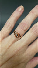 Load and play video in Gallery viewer, Antique Victorian coral &amp; diamond cluster daisy ring in 9ct gold
