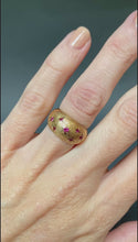 Load and play video in Gallery viewer, Vintage mid-century bombe dome ring with pink spinels in 14ct gold
