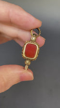 Load and play video in Gallery viewer, Antique Victorian era watch key with carnelian &amp; gold casing
