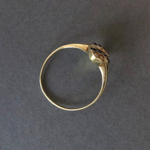 Load image into Gallery viewer, Antique Edwardian era sapphire &amp; pearl navette ring in 14ct gold
