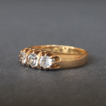 Load image into Gallery viewer, Vintage 1930s topaz &amp; white sapphire trilogy ring in 18ct gold
