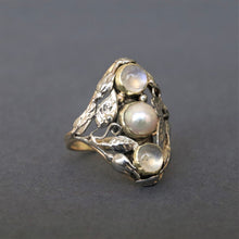 Load image into Gallery viewer, Antique pearl &amp; moonstone ring in 14ct white &amp; yellow gold
