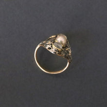 Load image into Gallery viewer, Antique pearl &amp; moonstone ring in 14ct white &amp; yellow gold
