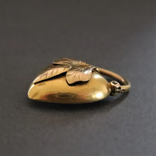 Load image into Gallery viewer, Antique Victorian era puffy heart padlock with ivy leaf in 14ct gold
