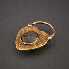 Load image into Gallery viewer, Antique Victorian era puffy heart padlock with ivy leaf in 14ct gold
